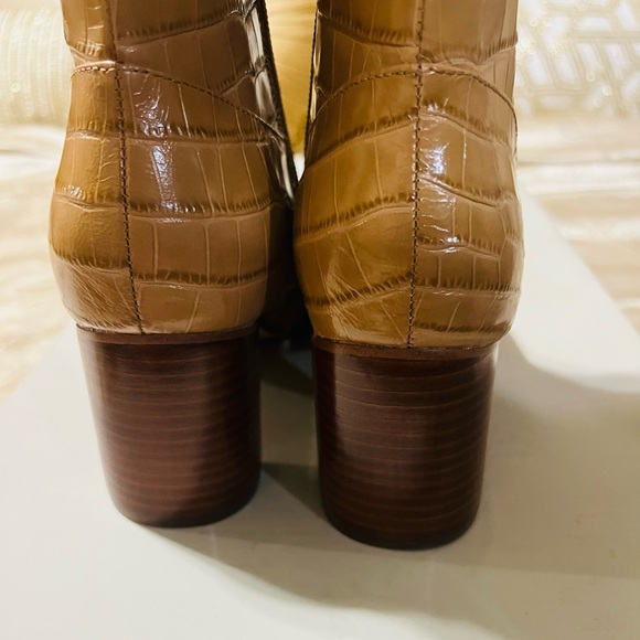 MARC FISHER LEATHER RAGANA CROC BOOT IN DARK NATURAL - Picture 7 of 14